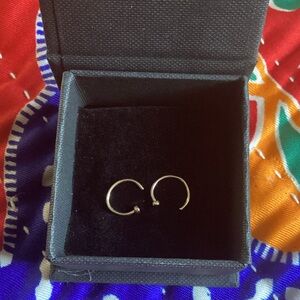 14k Gold Hoops - Double Sided Open Hugger Earrings